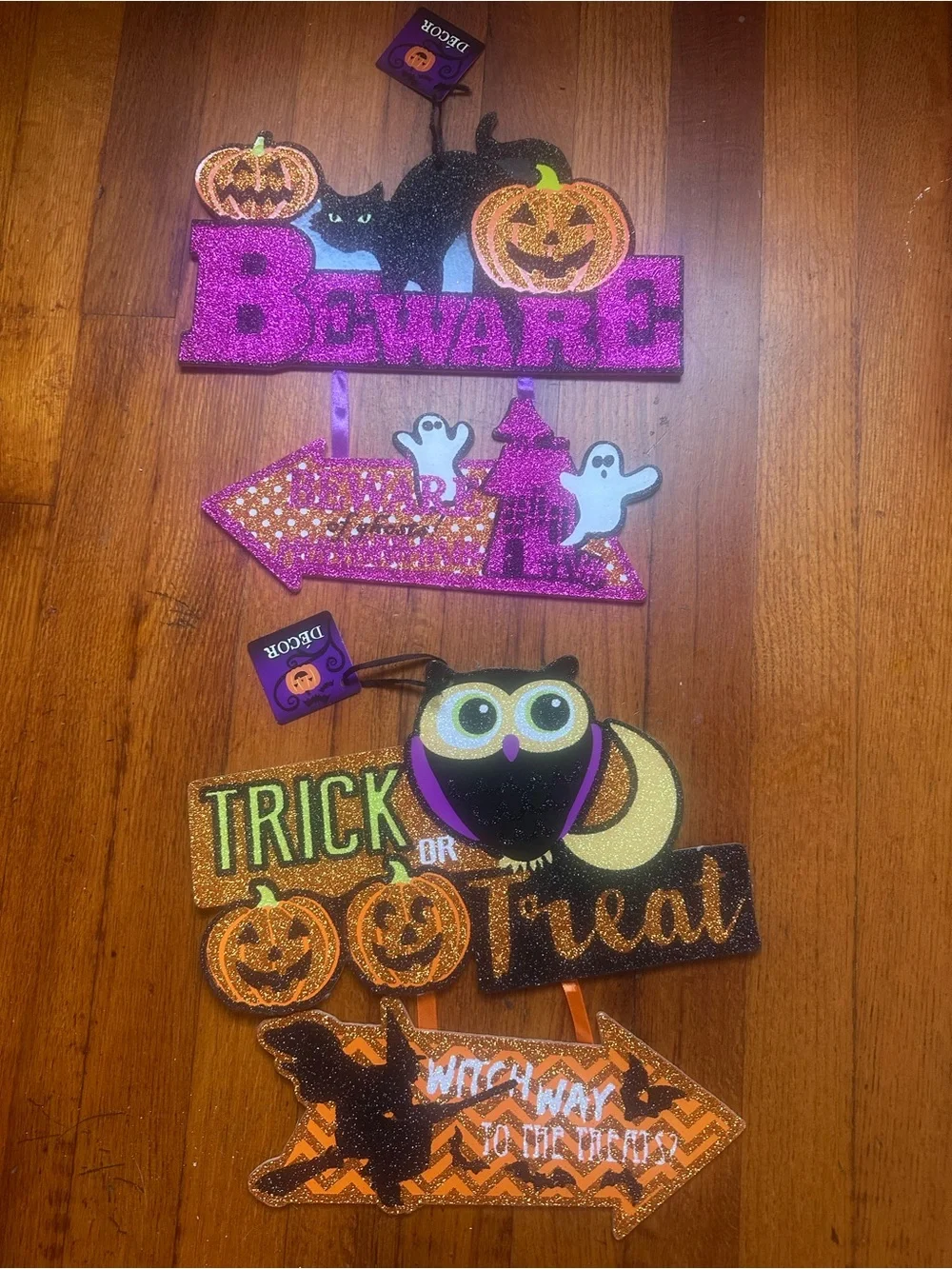 Halloween BEWARE OF THE GHOST ,TRICK OR TREAT Wall Door Hanging Sign 12 X 12